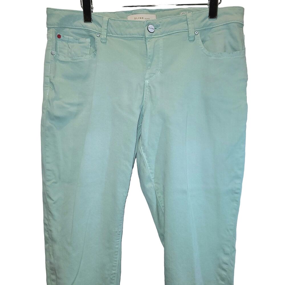 SLINK Jeans Crop Skinny Womens Sz 16 Plus Mint Green Distressed Stretch Ankle - Picture 8 of 15